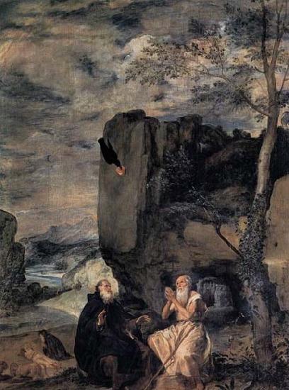 VELAZQUEZ, Diego Rodriguez de Silva y St Anthony Abbot and St Paul the Hermit Spain oil painting art